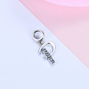 S925 sterling zilveren letter P hanger bedel met sprankelende zirkonia steentjes