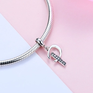 S925 sterling zilveren slangenarmband met sprankelende kristallen alfabet letter hanger