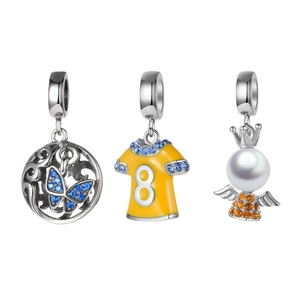 Breloques DIY en Argent Sterling 925 avec Zircon et Künstliche Perle pour Bracelet Collier Papillon Coeur Fleur Animal Maillot Pendentif Accessoires de Bijoux