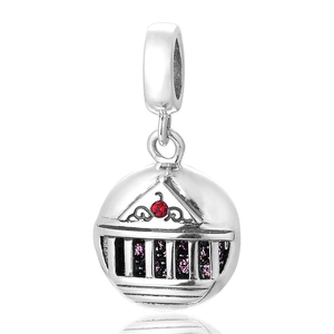 S925 Sterling Silver Temple Building Locket Charm Pendant With Zirconia Rhinestone For DIY Bracelet Necklace Women Jewelry