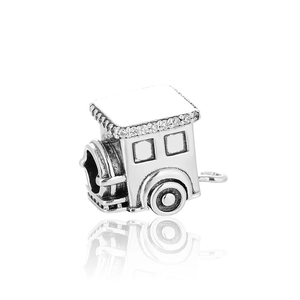 925 sterling zilveren trein bedeltje met fonkelende zirkonia en vintage details