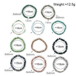 Set di 11 bracciali con perline di cristallo sfaccettate multicolore, elastico da 18 cm