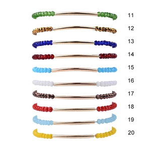 Bracelets en perles de cristal facettées avec tubes en cuivre doré en dix coloris