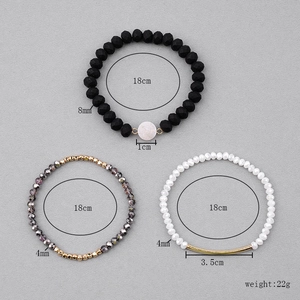 Ensemble de trois bracelets élastiques en pierre naturelle et cristal, perles 8mm et 4mm