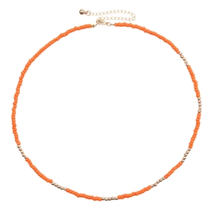 Collier en perles Miyuki colorées orange et or avec fermoir mousqueton réglable