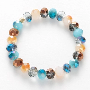 Mehrfarbiges facettiertes Kristallstein Armband mit meerblauen und bernsteinfarbenen Perlen