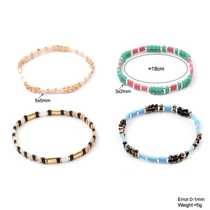 Juego de 4 pulseras elásticas de cuentas Miyuki Tila hechas a mano en varios colores