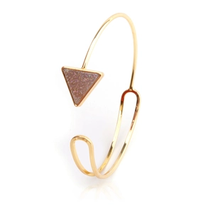 Brazalete Abierto de Aleación de Ágata Druzy Bohemio para Mujer Triángulo Geométrico Redondo Incrustado Joyería de Moda Estilo Occidental