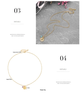 Détails du collier zodiaque doré avec dimensions de la chaîne et taille du pendentif