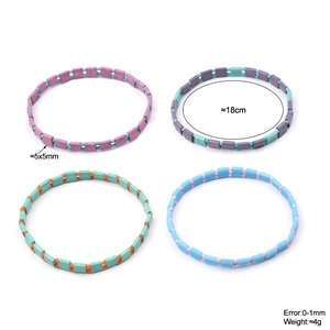 Colorful MIYUKI Tila bead stretch bracelets for women with 5x5mm square beads