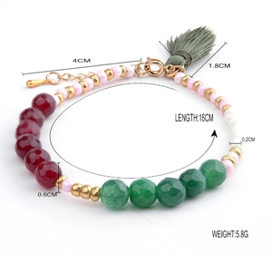 Bohemian crystal beaded bracelet for women with fringe tassel and lobster clasp detail