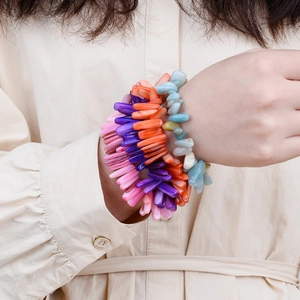 Boho meerlaagse armband met onregelmatige natuurlijke kristallen stenen voor dames