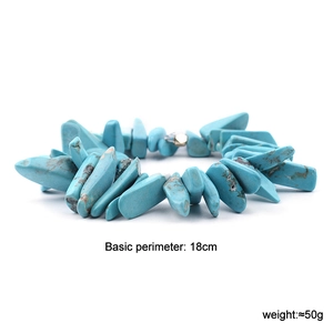Natuurlijke turquoise armband van onregelmatige steentjes, 18 cm omtrek en texturen