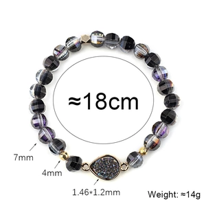 Bracelet en cristal naturel à perles facettes avec pendentif druzy bordé d'or