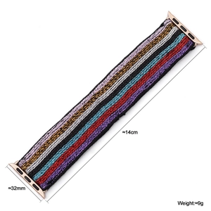 Detailed view of elastic woven nylon watch band with dimensions 32mm width and 14cm length