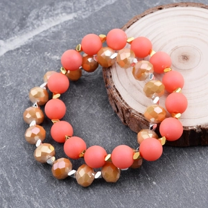 Bohemian gefacetteerde kristallen kralen armband set in oranje en champagne tinten