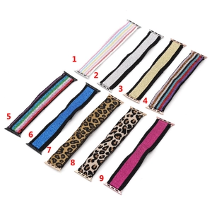 Elastic woven nylon watch straps in various patterns for Apple Watch compatibility