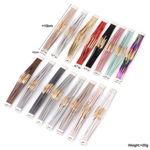 Bracciale multistrato in pelle intrecciata con chiusura magnetica in 14 diversi colori