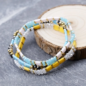 Bohemian multi-layer handmade Miyuki Tila bead bracelet with colorful crystals for women