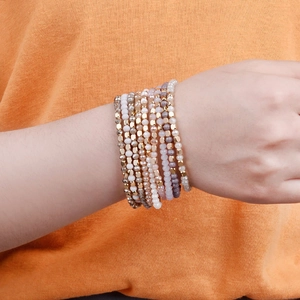 Bohemian multi-layer beaded bracelet set with gold metallic and colorful crystal beads