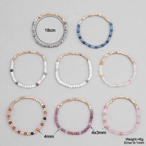 Set di 8 braccialetti elastici in pietre naturali e perle di cristallo in vari colori
