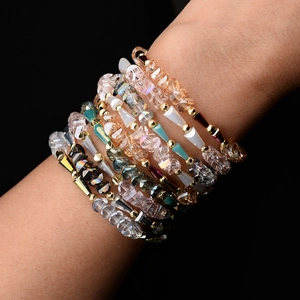 Bracciale Bohémien Fatto a Mano con Perle di Cristallo Artificiale per Donna Geometrico Multicolore Oro Lega Distanziatore Gioielli di Moda