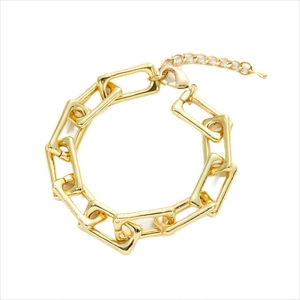 Poliertes goldfarbenes Gliederkettenarmband mit Karabinerverschluss und verstellbarem Anhänger