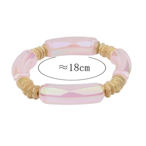 Chique AB-gekleurde armband met gebogen buisjes en gouden kralen voor dames, 18cm