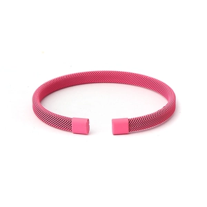 Stainless Steel Mesh Open Cuff Bracelet For Women Men Minimalist Colorful Wire Woven Adjustable Bangle Fashion Jewelry Gift