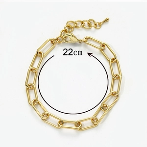 Golden paperclip chain anklet with lobster clasp and adjustable link 22cm