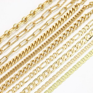 Polished gold multi-style anklet set with paperclip, cuban and figaro chains