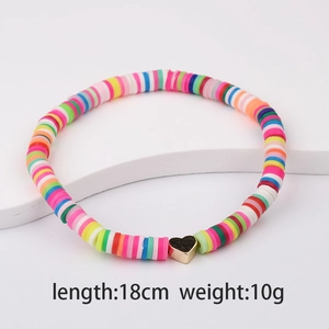 Bohemian colorful heishi bead heart bracelet with 18cm length and 10g lightweight design