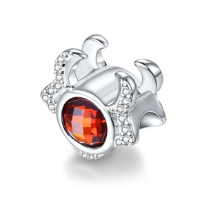 Charms de cangrejo de plata 925 con cristal rojo rubí y circonitas para pulseras DIY