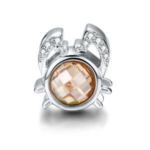 Exquisito abalorio de cangrejo en plata S925 con cristal champán y micro-pavé de diamantes
