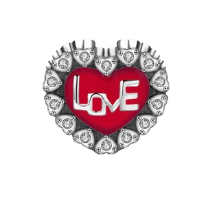 Ciondolo a cuore in argento S925 con scritta LOVE e scintillanti zirconi cubici