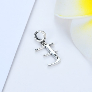 Colgante letra F de plata de ley S925 pulida para creación de joyas DIY y pulseras