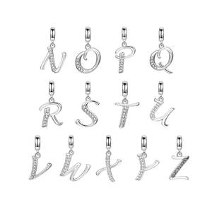 Breloques alphabet N-Z en argent sterling S925 serties de zircones pour bijoux DIY