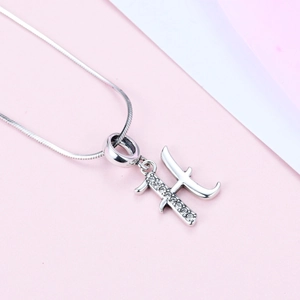 Pendentif lettre H en argent sterling S925 brillant avec pavage de micro-zircones