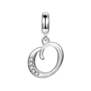 Colgante letra O de plata S925 con circonitas brillantes para pulseras DIY
