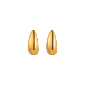 Minimalist 18K gold plated C-shaped drop earrings with a high-polished glossy finish