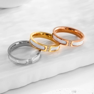Minimalistischer Edelstahl Ring Mit Perlmutt Und Zirkonia Einlage Geometrischer Roségold Vergoldeter Modeschmuck Für Damen
