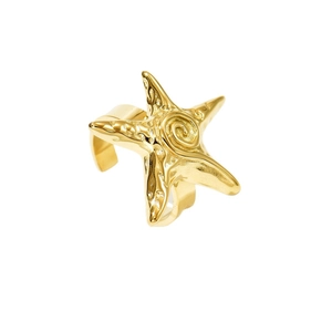 Elegante anello a stella marina in acciaio inossidabile placcato oro con design aperto