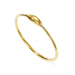 Minimalist 14k gold plated stainless steel slim bangle with a polished teardrop accent