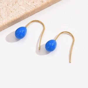 Minimalistische königsblaue Harz-Ohrhänger mit eleganten vergoldeten Haken für Damen
