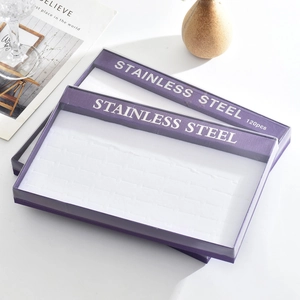Joyero morado de 120 ranuras con tapa transparente para exhibir anillos y aretes