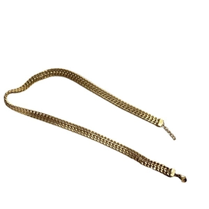 Retro 18K gold flat double braided chain necklace with adjustable lobster clasp
