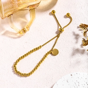 Verstelbare Minimalistische Roestvrijstalen Kogeltjesketting Armband Voor Dames Goud Zilver Verguld Ronde Tag Hanger Sieraden