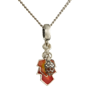 Pendentif gland en argent S925 avec feuilles rouges et cristaux pour bracelets