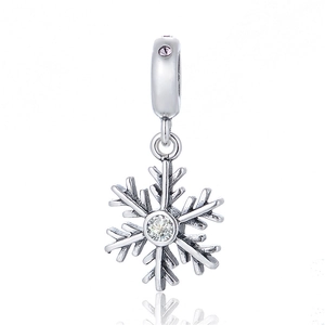 S925 Sterlingsilber Schneeflocken Anhänger mit Zirkonia und lila Steinen