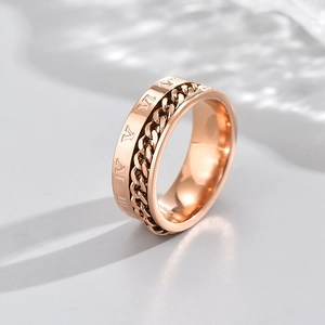Anillo Spinner de Acero Inoxidable con Números Romanos y Cadena Giratoria para Hombre Mujer Estilo Punk Retro Joyería Regalo